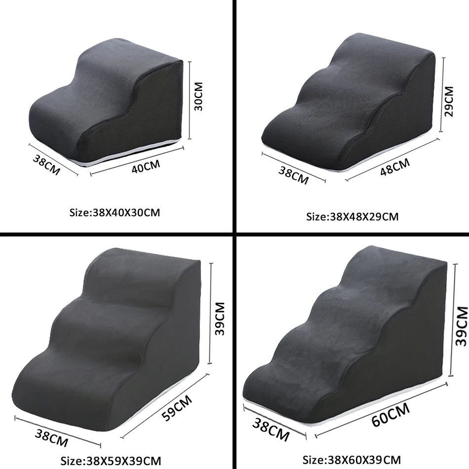 FanzyMarket 2/3/4-step pet ramp for dogs and cats with non-slip surface, removable sofa bed stairs in light grey.