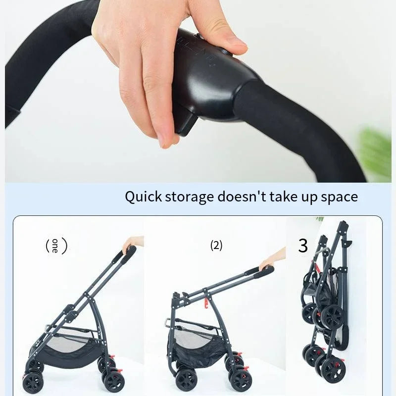 FanzyMarket lightweight foldable pet stroller for small and medium dogs and cats, portable outdoor pet carrier on wheels.
