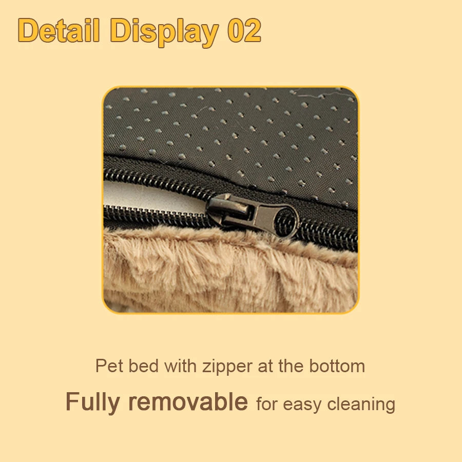 Pink FanzyMarket short plush washable pet bed with high elasticity non-collapse cushion for small and medium dogs and cats.