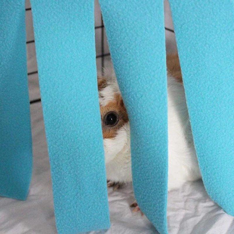 FanzyMarket purple tassel pet tent hideout with hanging hammock for small pets like guinea pigs, hamsters, and hedgehogs.