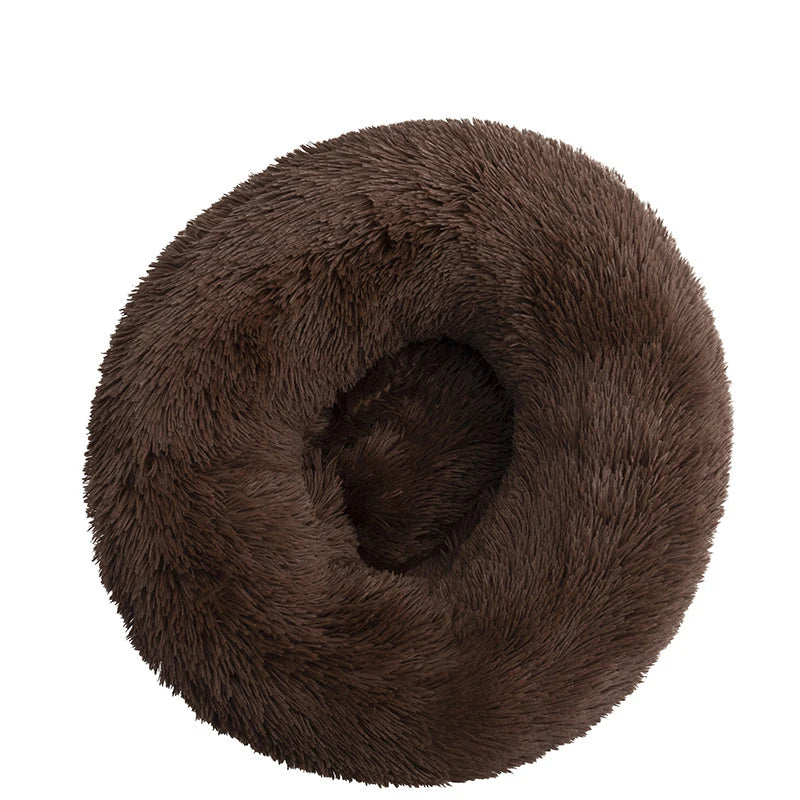 FanzyMarket round plush pet bed for dogs and cats, super soft and warm winter nest in 60cm size.