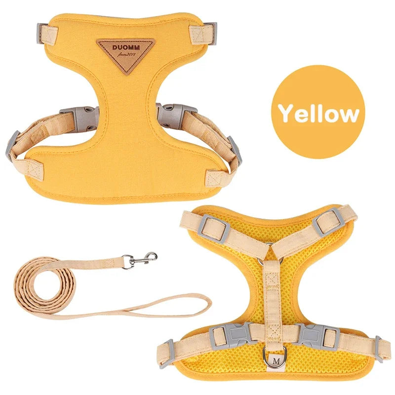 FanzyMarket breathable no-pull puppy harness and leash set for small dogs and cats, ideal for French Bulldog, Chihuahua, Poodle.