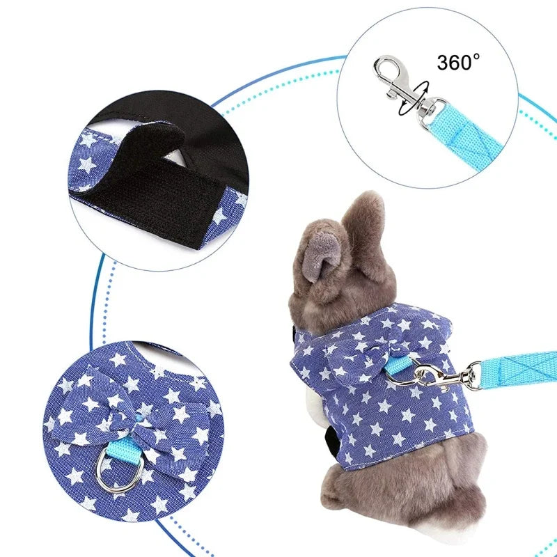 FanzyMarket small animal vest harness and leash set for rabbits, kittens, guinea pigs, adjustable breathable cotton, available in three sizes.