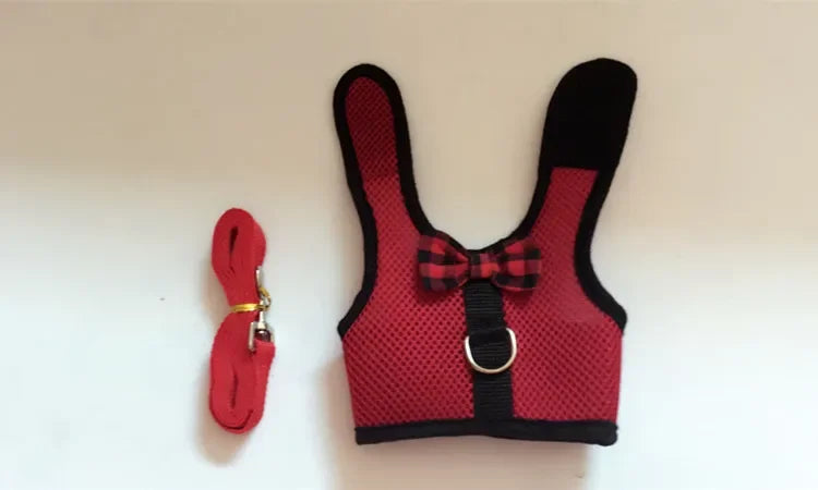 FanzyMarket small animal vest harness and leash set for rabbits, kittens, guinea pigs, adjustable breathable cotton, available in three sizes.