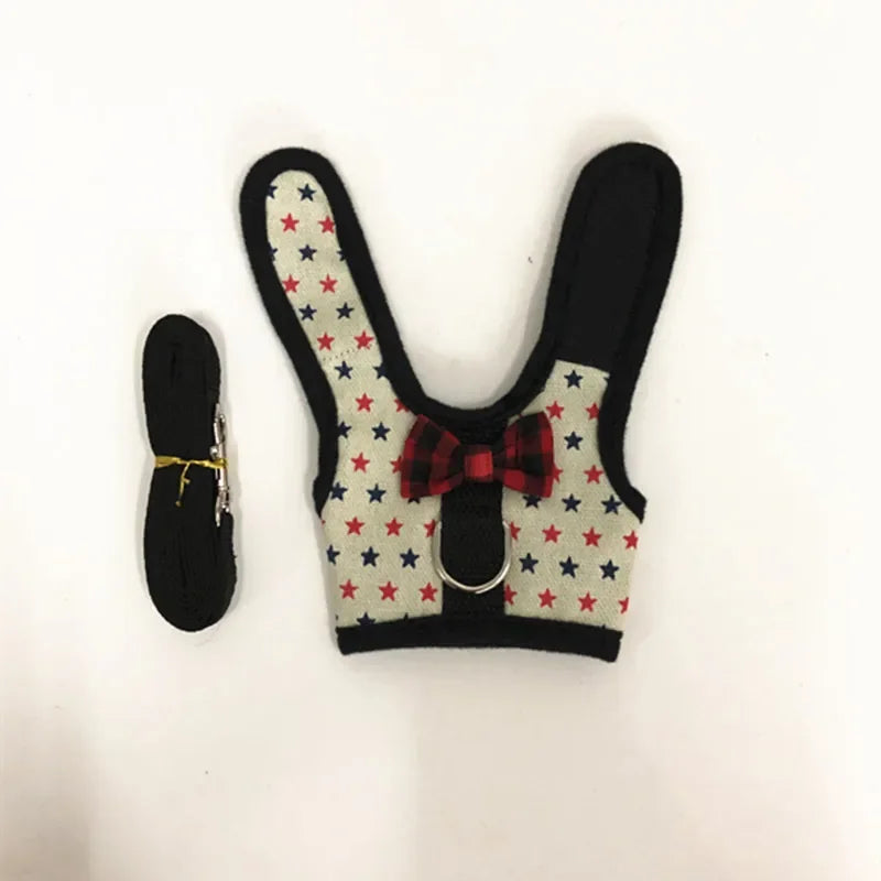 FanzyMarket small animal vest harness and leash set for rabbits, kittens, guinea pigs, adjustable breathable cotton, available in three sizes.