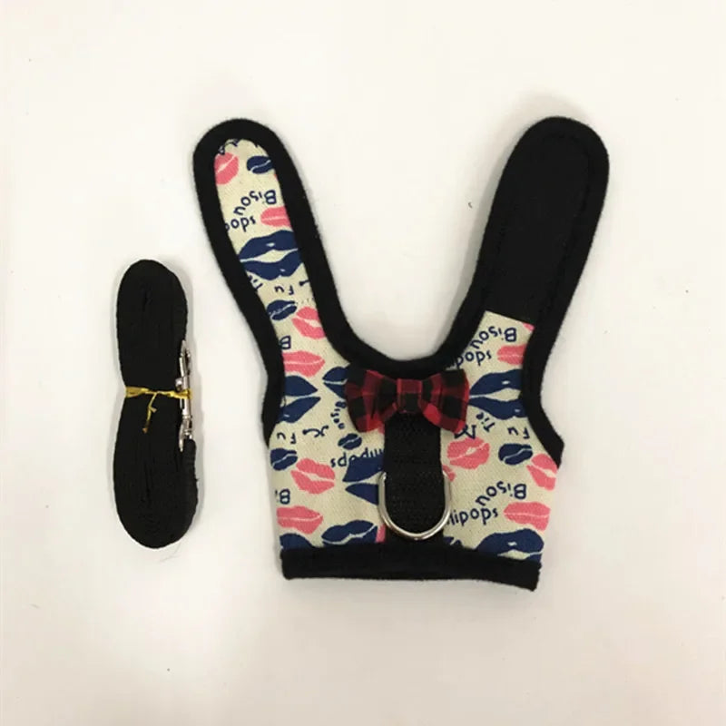 FanzyMarket small animal vest harness and leash set for rabbits, kittens, guinea pigs, adjustable, breathable cotton, available in three sizes.
