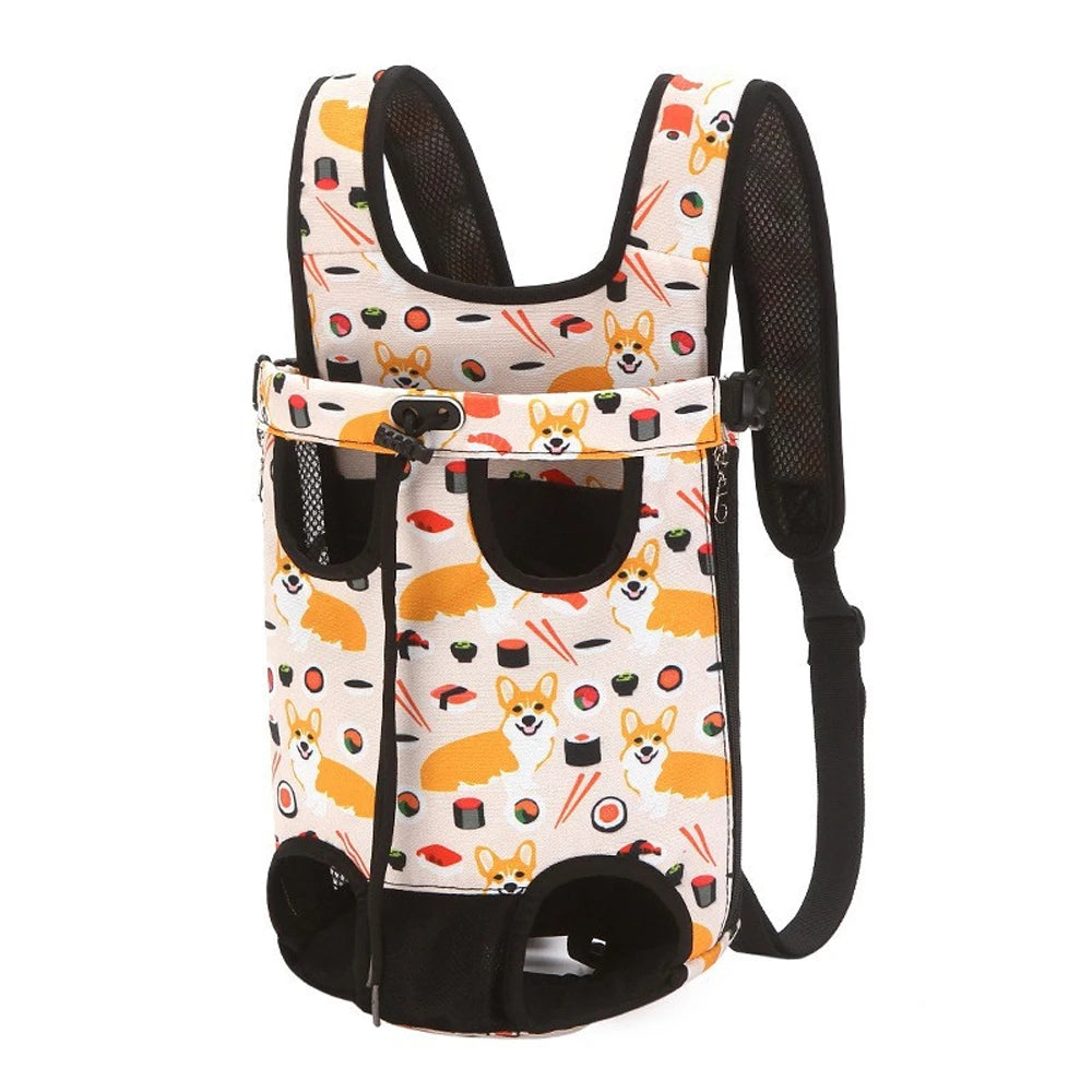 FanzyMarket adjustable double-shoulder pet carrier backpack for cats and small dogs, breathable, hands-free travel and hiking carrier.