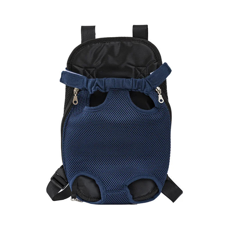 FanzyMarket adjustable double-shoulder pet carrier backpack for small dogs and cats, breathable, hands-free travel and hiking bag.