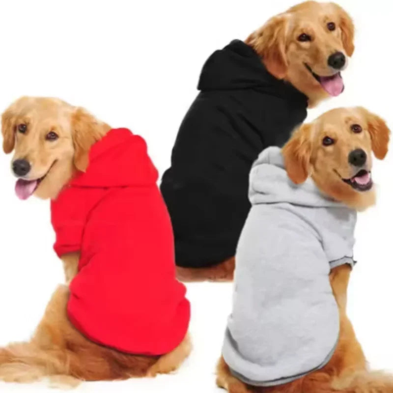 Black warm dog hoodie sweatshirt by FanzyMarket, cozy hooded coat for small to large dogs, perfect for chilly weather.