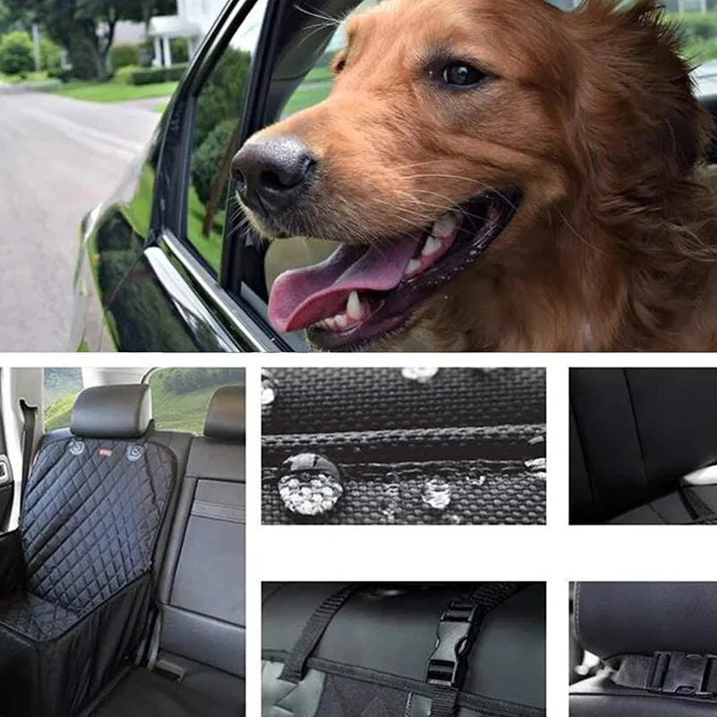 FanzyMarket waterproof dog car seat hammock, wear-resistant pet travel seat cover for dogs and cats in black.