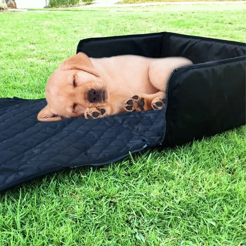 FanzyMarket waterproof dog car seat hammock, wear-resistant pet travel cover with black style for dogs and cats.