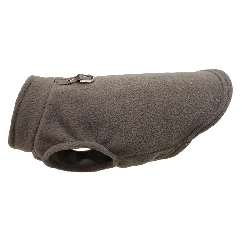 Black winter fleece pet jacket vest with D-ring for small breeds like Chihuahua and French Bulldog, warm dog and cat coat by FanzyMarket.
