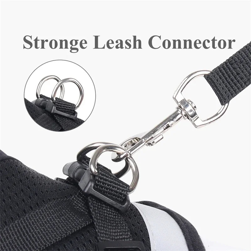 Blue adjustable pet harness and leash set from FanzyMarket, suitable for dogs, cats, puppies, and kittens, with a vest-style design.