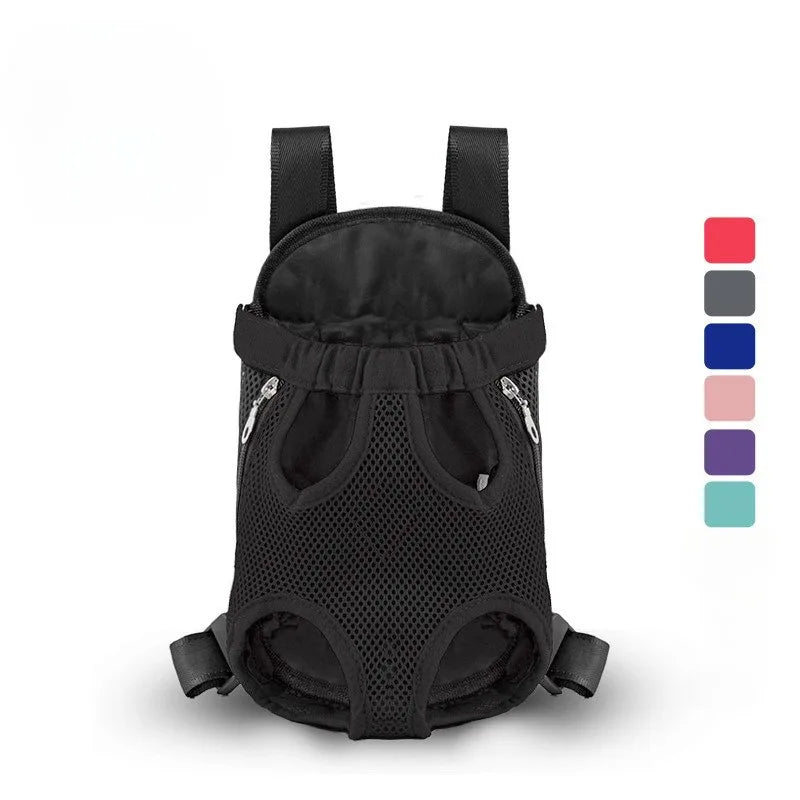 FanzyMarket breathable double-shoulder pet carrier backpack with mesh front for small dogs and cats, portable travel pet supplies.