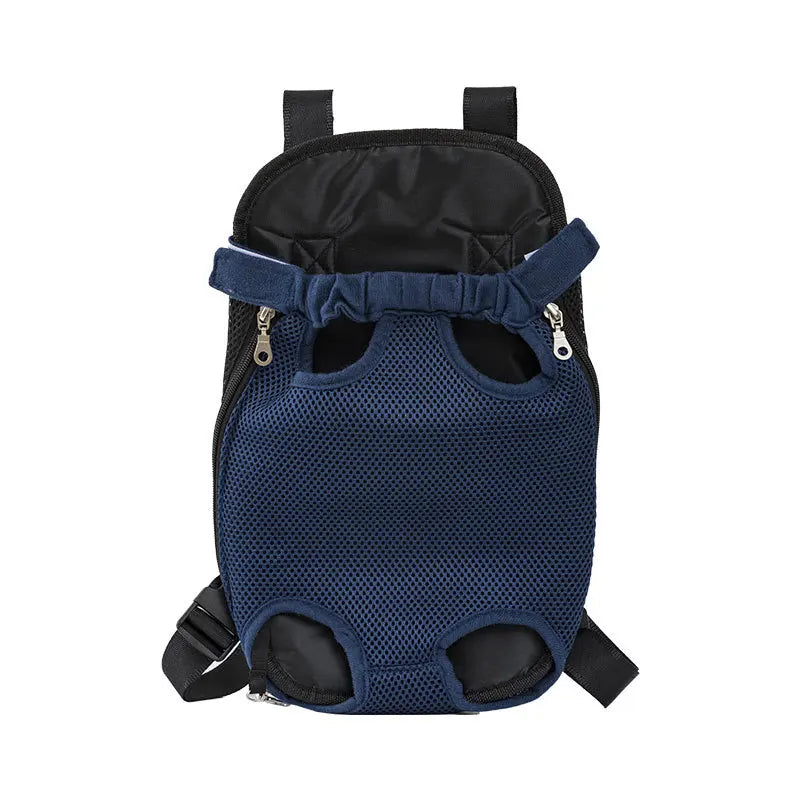 FanzyMarket breathable double-shoulder pet carrier backpack for small dogs and cats with mesh front and back travel design.