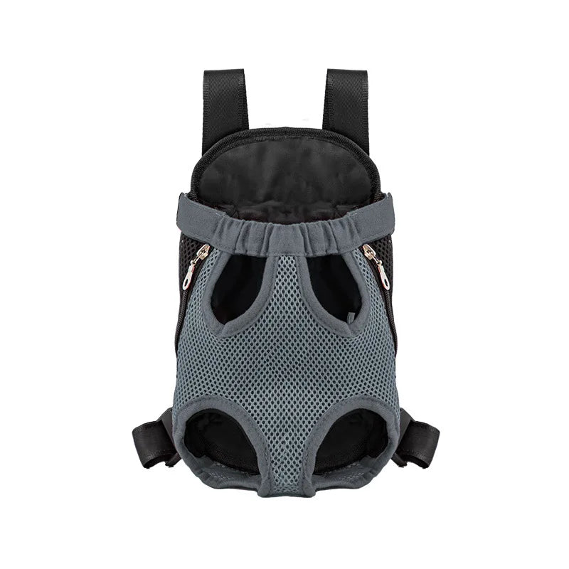 FanzyMarket breathable double-shoulder pet carrier backpack with mesh front for small dogs and cats, portable travel carrier.