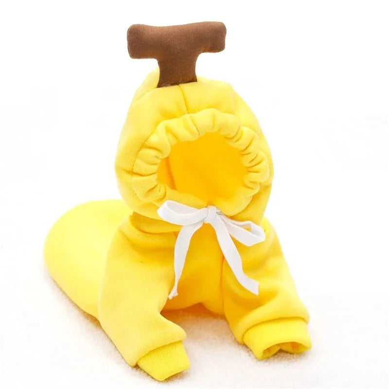 FanzyMarket fruit print fleece hoodie for small dogs, warm pet jacket with colorful fruit design for puppies and cats.