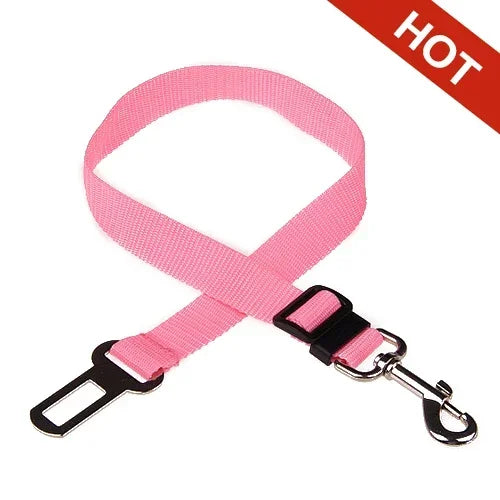 FanzyMarket adjustable pet seat belt for dogs and cats, nylon safety restraint with quick-release clip, fits 17.7 to 28.3 inches.