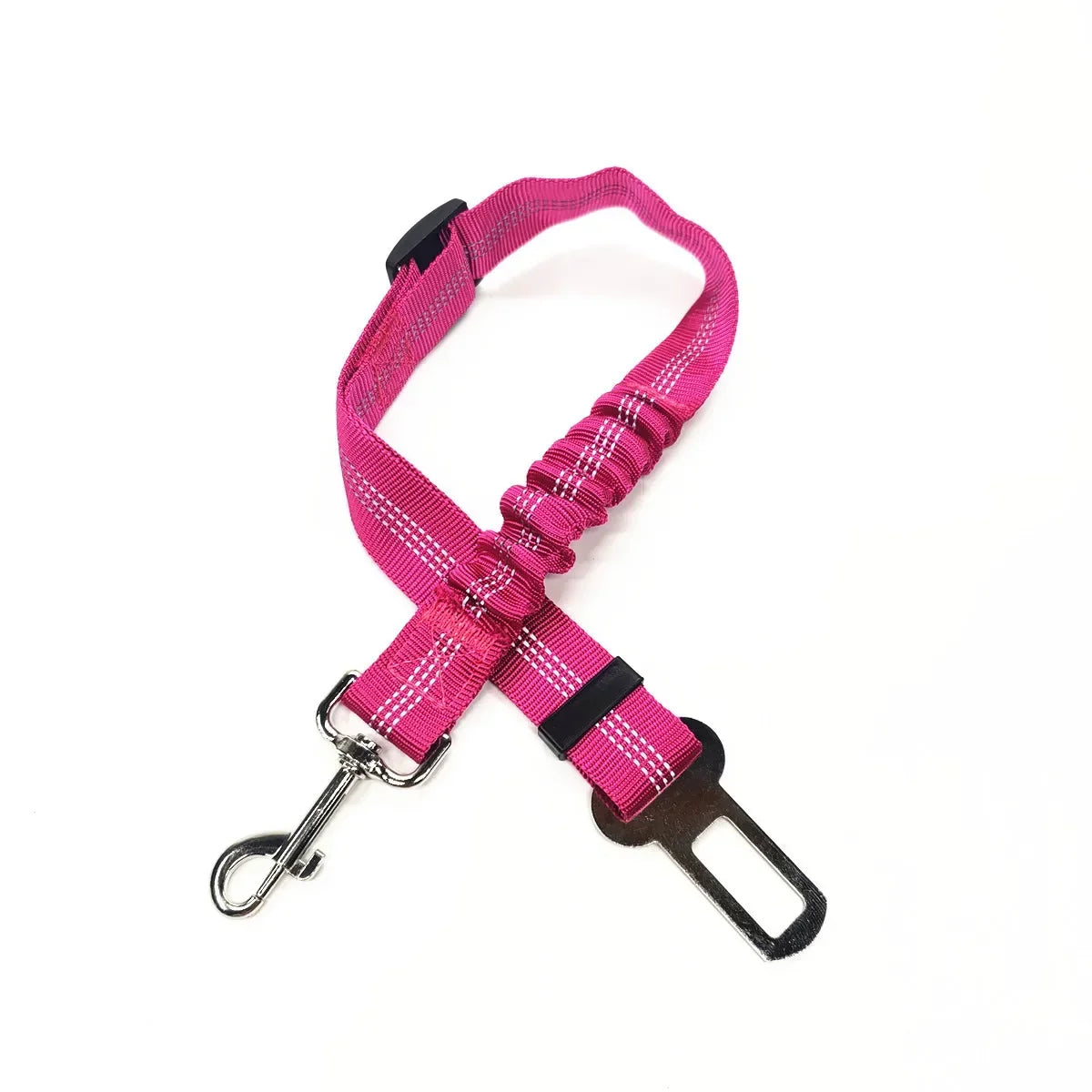 Adjustable FanzyMarket pet seat belt for dogs and cats, nylon safety restraint with quick-release clip, fits 17.7 to 28.3 inches.