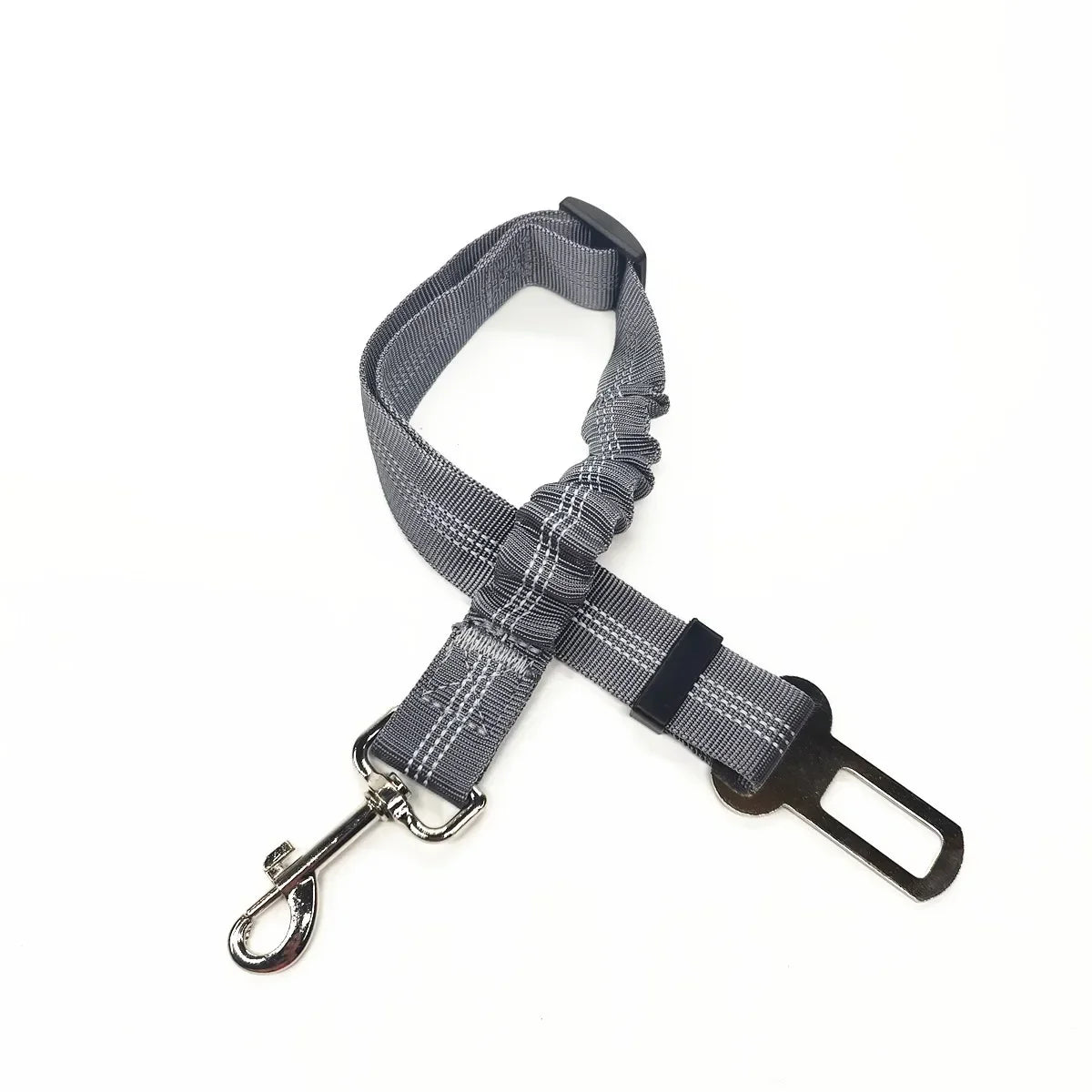 Adjustable nylon pet seat belt for dogs and cats with quick-release clip, fits 17.7 to 28.3 inches, safe car restraint by FanzyMarket.
