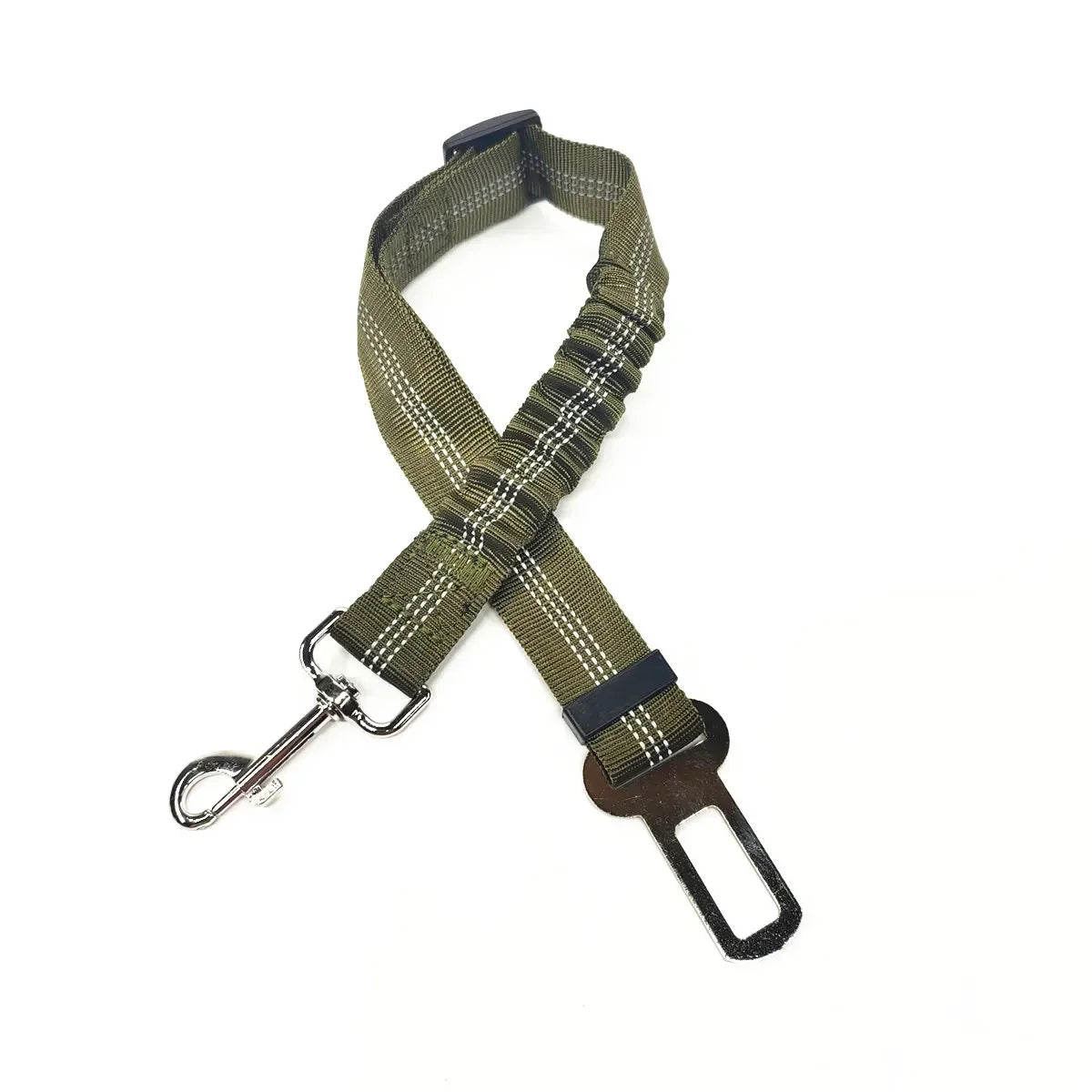 Adjustable nylon pet seat belt for dogs and cats, with quick-release clip, fits 17.7 to 28.3 inches, from FanzyMarket.