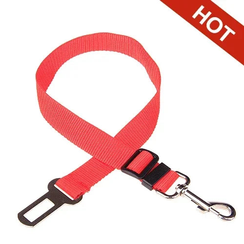 FanzyMarket adjustable nylon pet seat belt for dogs and cats, with quick-release clip, fits 17.7 to 28.3 inches for car safety.