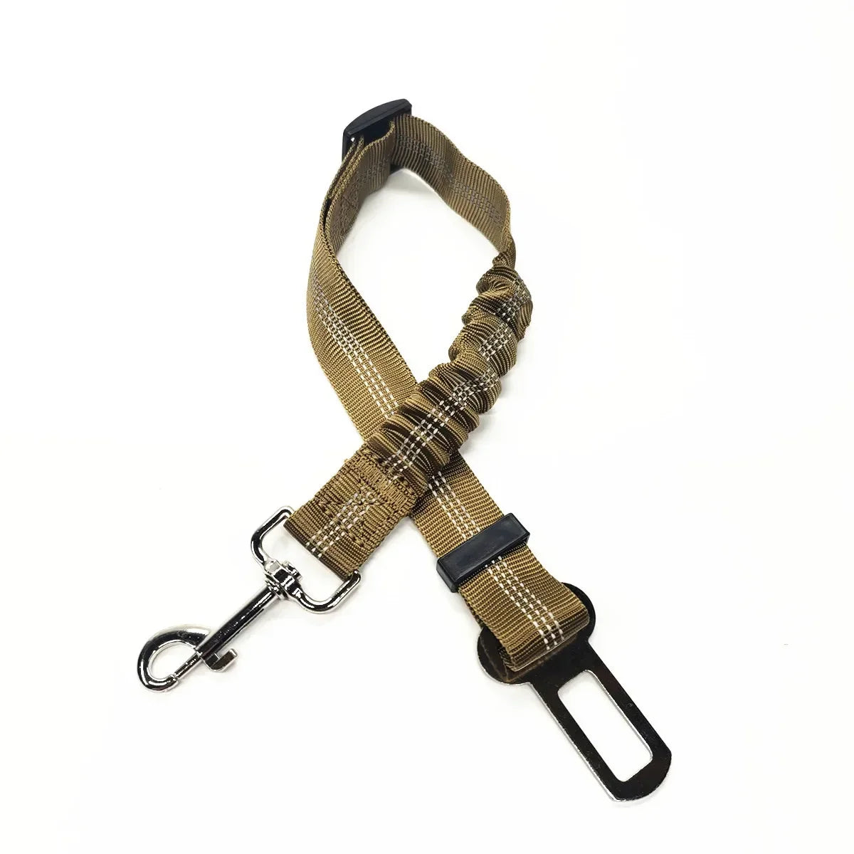 FanzyMarket adjustable nylon pet seat belt for dogs and cats, 17.7–28.3 inches, with quick-release clip for car safety.