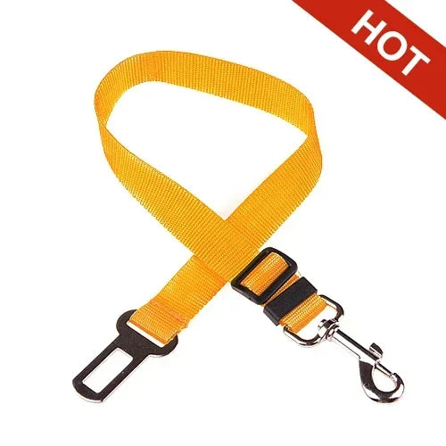 FanzyMarket adjustable nylon pet seat belt for dogs and cats, with quick-release clip, fits 17.7-28.3 inches for car safety.