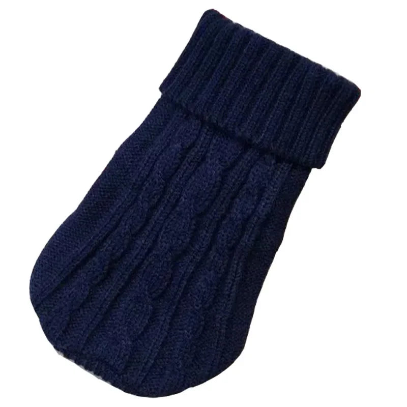 FanzyMarket knitted winter dog sweater for small and medium breeds like Chihuahua and Yorkie, in deep blue, suitable for puppies.