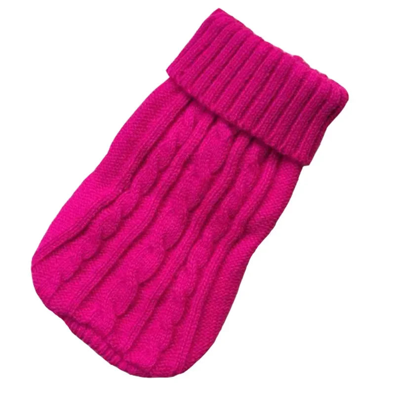 FanzyMarket knitted winter dog sweater for small and medium breeds, Chihuahua and Yorkie puppy pullover, deep blue color.