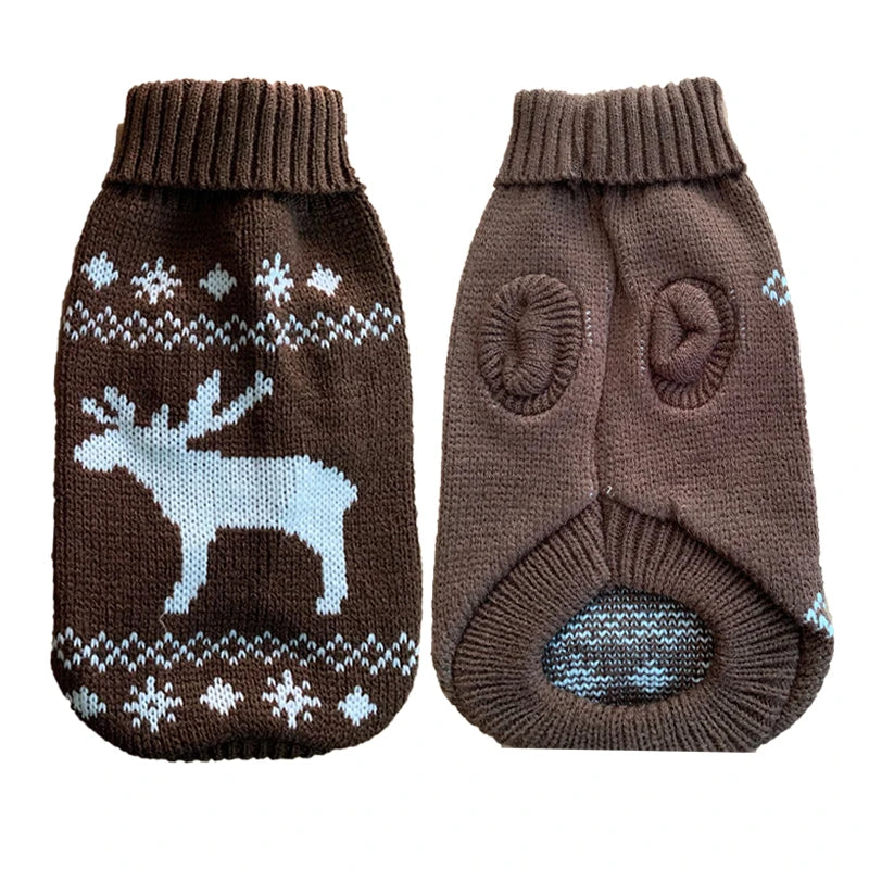 Warm knitted pet sweater by FanzyMarket for small and medium dogs and cats, featuring cozy winter coat for Chihuahua, Yorkie, and French Bulldog.