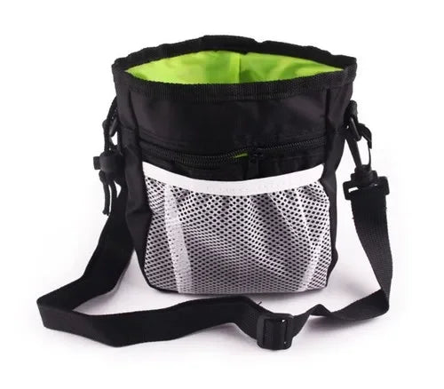 Gray foldable dog and cat treat pouch waist bag by FanzyMarket, portable Oxford snack carrier for training and walks.