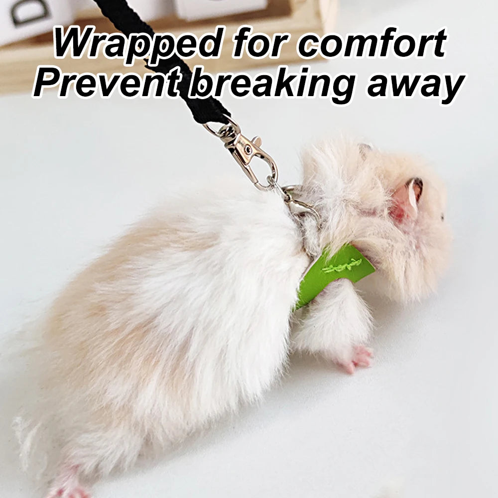 FanzyMarket small pet harness and leash set with adjustable, escape-proof collars for hamsters, sugar gliders, and squirrels.