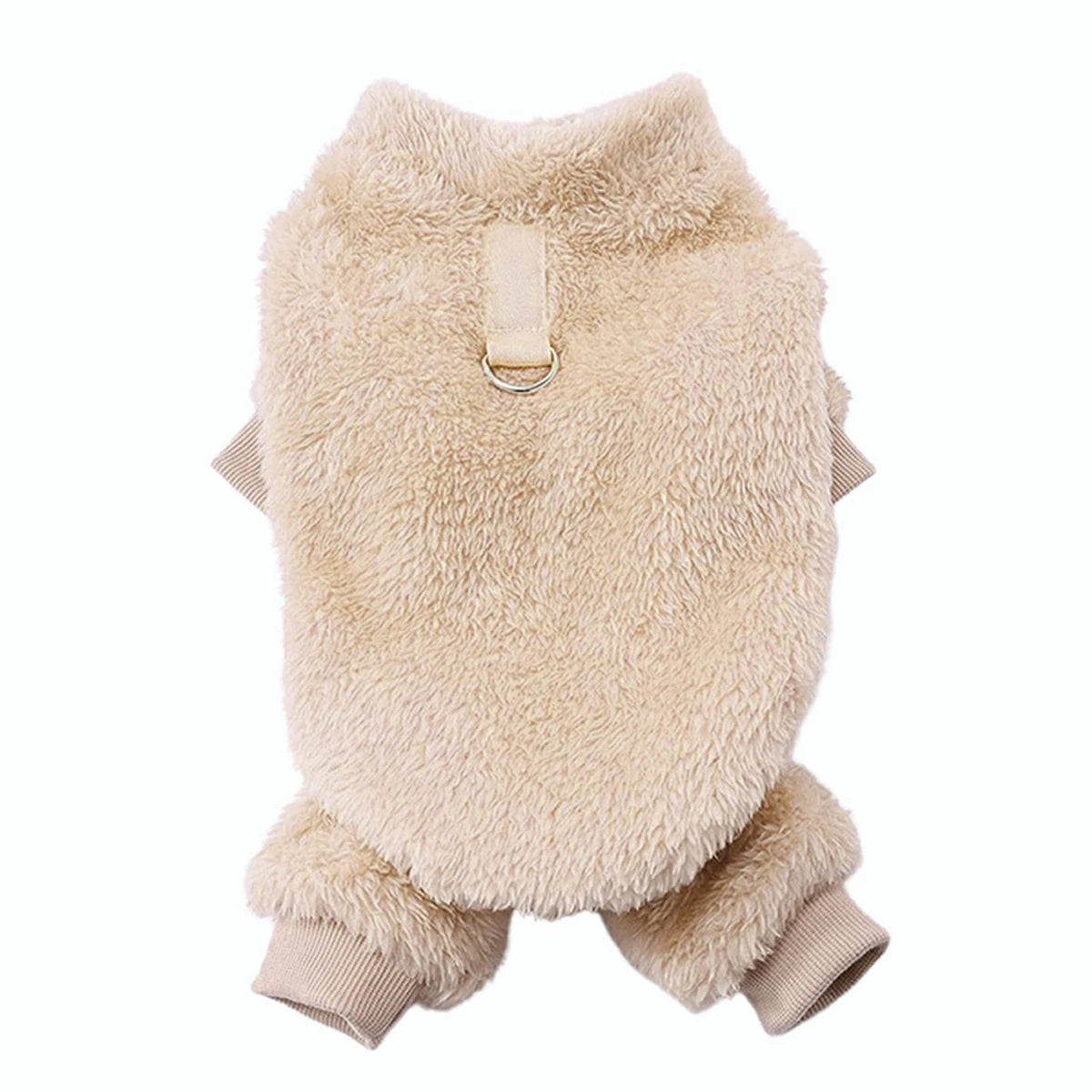 FanzyMarket warm flannel dog jumpsuit in grey, cozy four-leg pet coat for small to medium dogs and cats like Chihuahua and Yorkie.