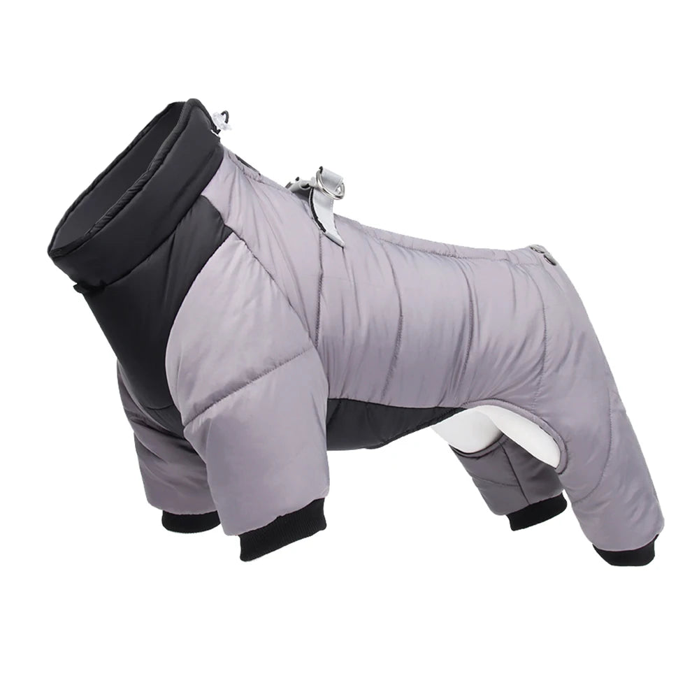 Blue waterproof padded winter dog jacket by FanzyMarket, warm thick coat for small and medium dogs like Chihuahua and French Bulldog.