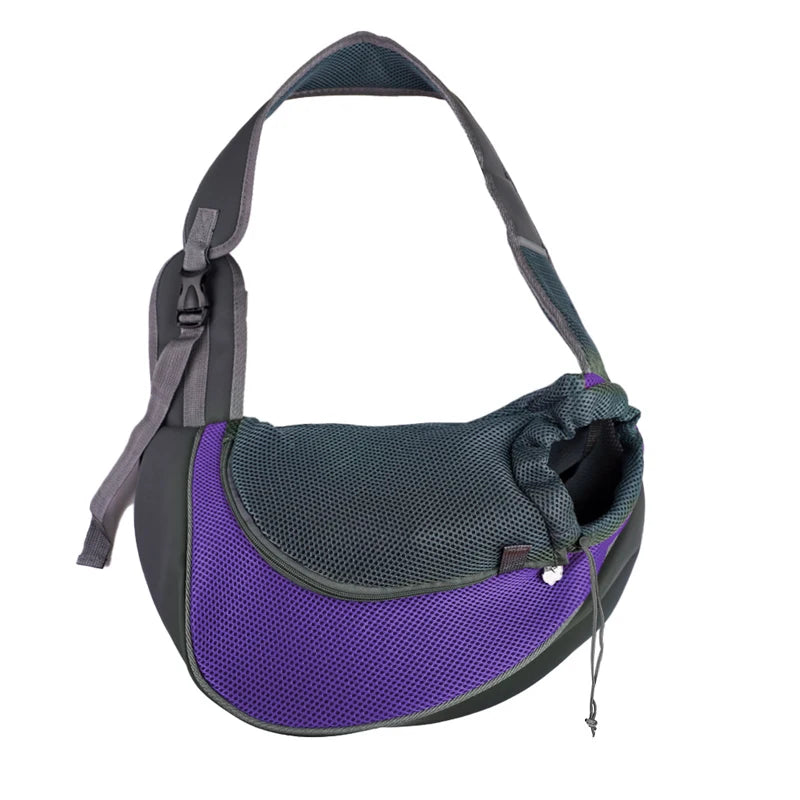FanzyMarket pet sling carrier shoulder bag for small dogs and cats, mesh crossbody travel carrier in lake blue for pets up to 13.2 lb.