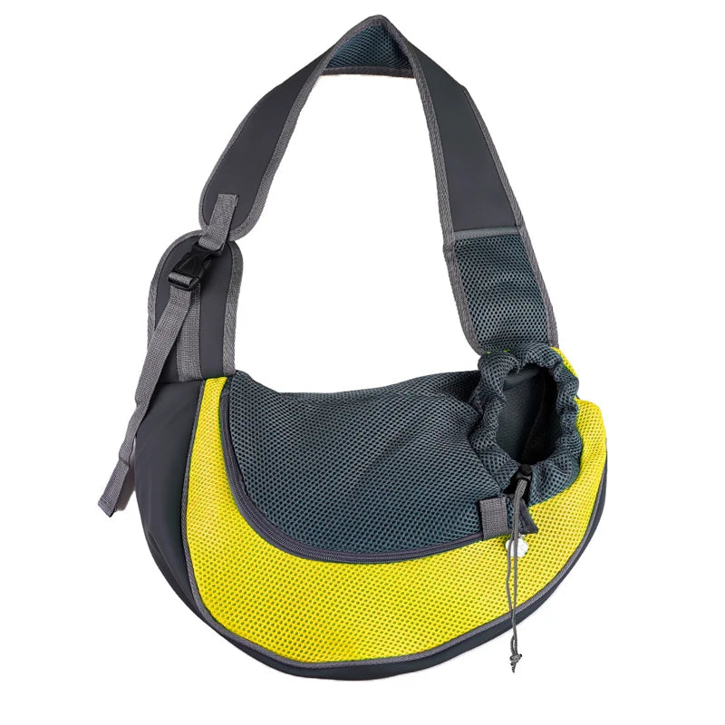 FanzyMarket pet sling carrier shoulder bag in lake blue, mesh crossbody travel carrier for small dogs and cats up to 6.6 lbs.