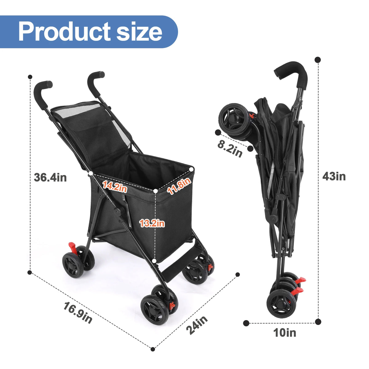 Light green folding multi-use shopping cart and pet stroller by FanzyMarket, lightweight and portable for market trips and picnics.