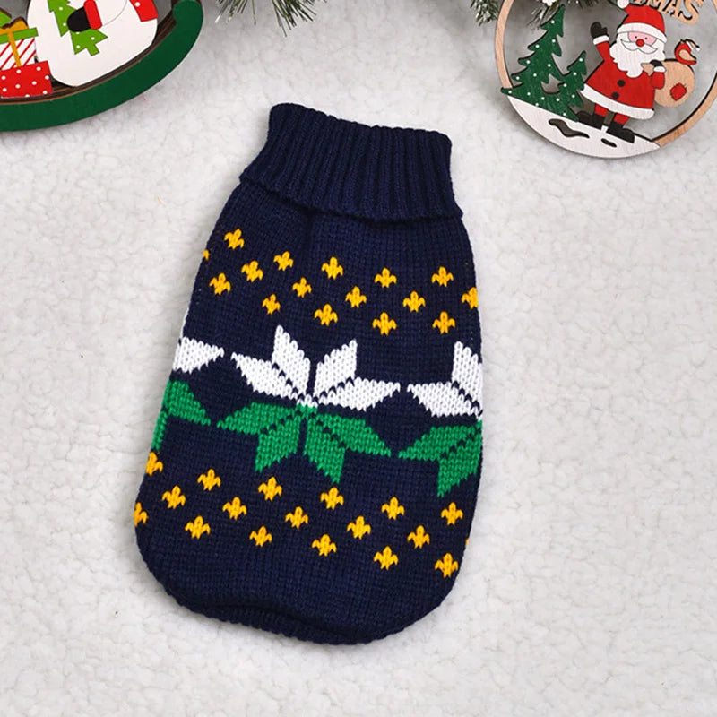 Cute cartoon cat sweater pullover by FanzyMarket, navy knit pet coat for small cats and breeds, perfect for warm winter warmth.