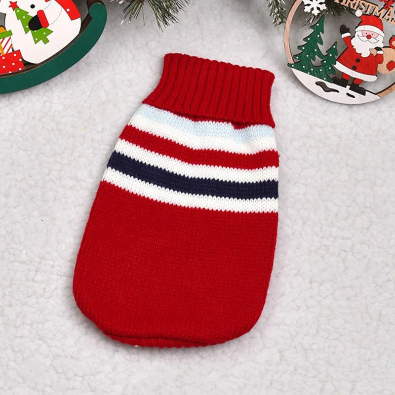 FanzyMarket cute cartoon cat sweater pullover, navy knit pet coat for small cats and breeds, warm winter pet apparel.