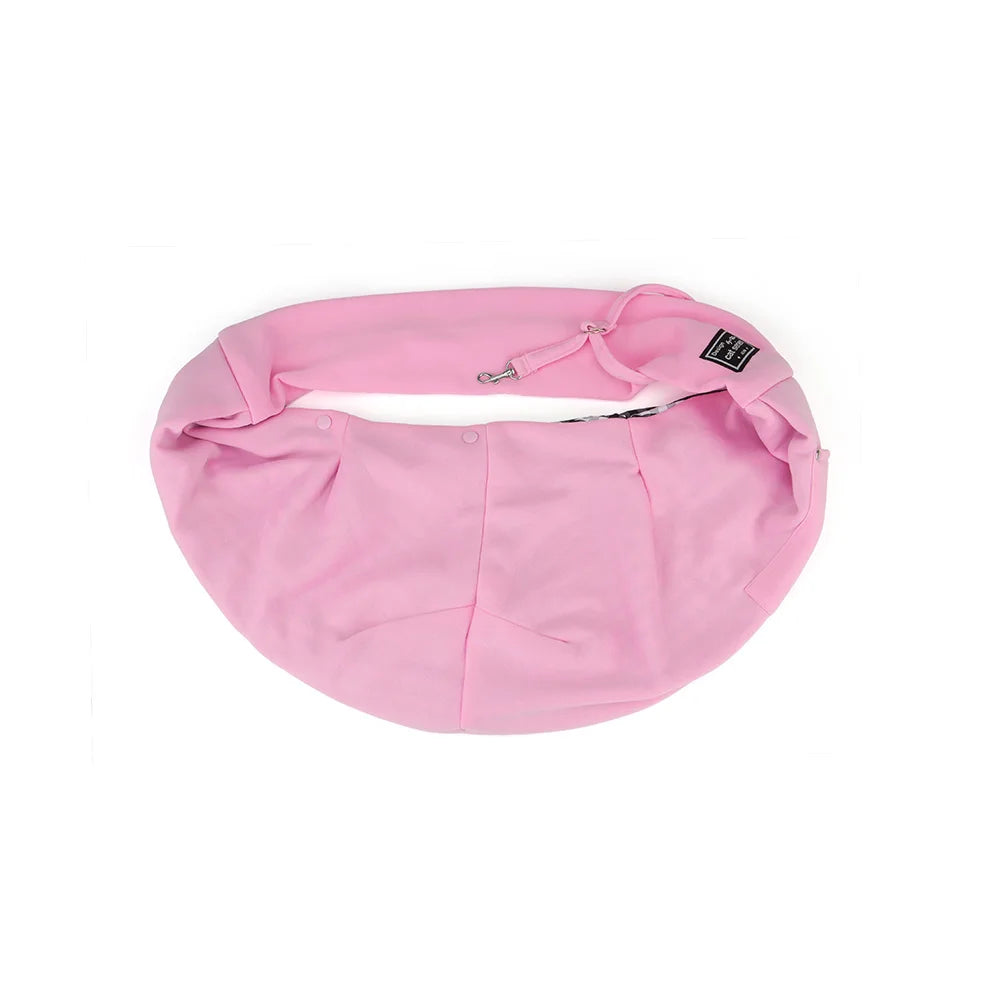 Orange FanzyMarket portable pet shoulder carrier with phone pocket, suitable for small dogs and cats, ideal for travel.
