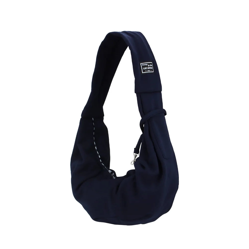 FanzyMarket portable pet shoulder carrier with phone pocket, designed for small dogs and cats, travel handbag with adjustable strap.