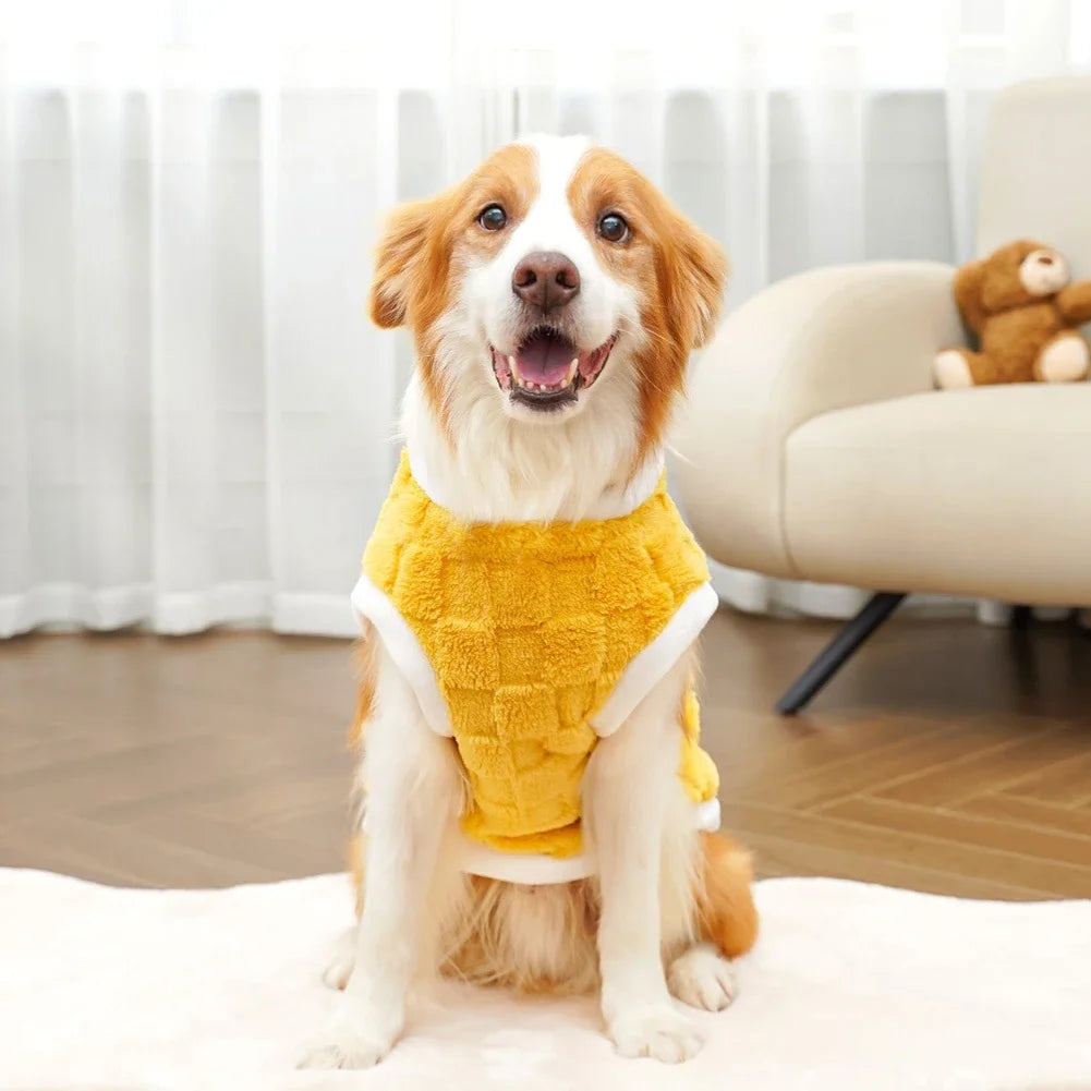 Pink FanzyMarket flannel dog sweater, warm winter pet coat, fits 1.5-25 kg, for puppies to large dogs, pullover style.