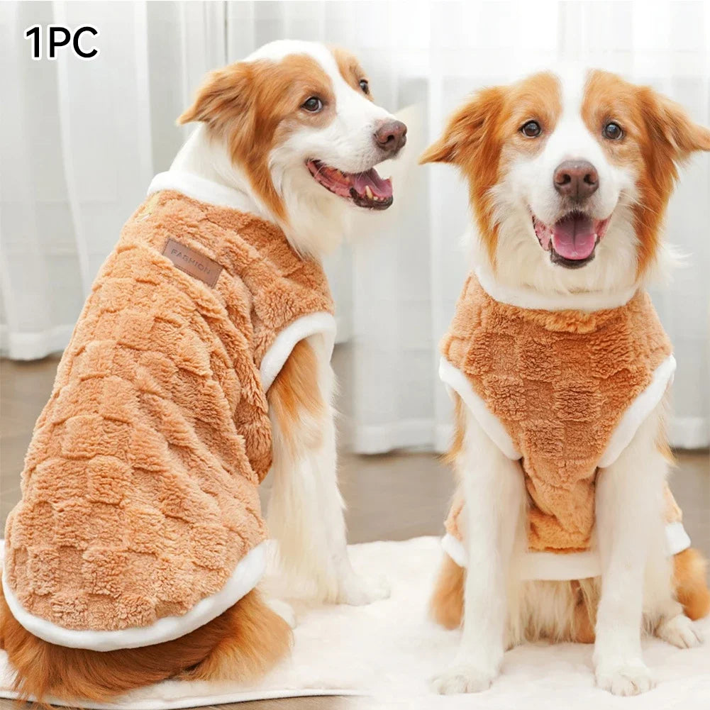 Pink FanzyMarket flannel dog sweater, warm winter pet coat for puppies to large dogs, fits 1.5-25 kg, pullover style.