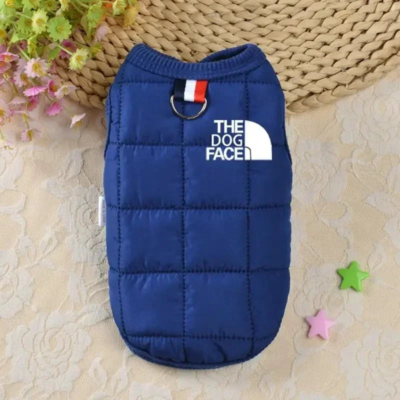 Reversible pink winter dog coat for small and medium dogs, featuring warm cotton-down vest for Chihuahua, French Bulldog, and Yorkie.