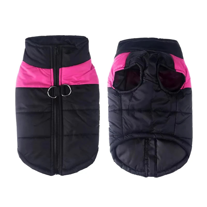 FanzyMarket waterproof winter dog jacket in purple, warm, windproof coat with D-ring for small to large breeds, size 6XL.