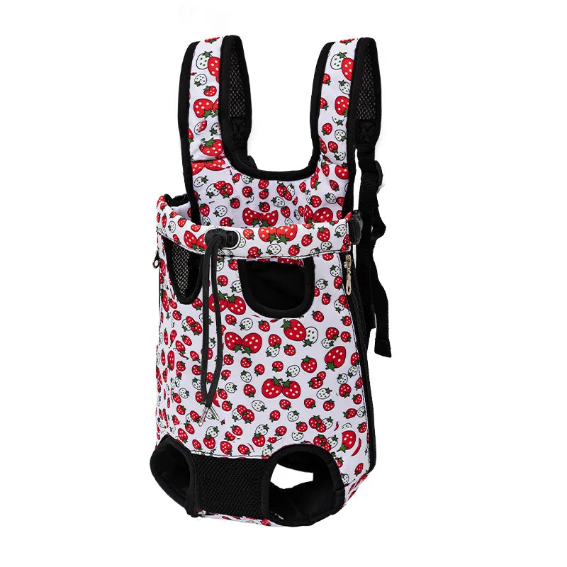FanzyMarket breathable camouflage mesh dog carrier backpack for small dogs up to 22 lb, adjustable pet backpack with red grid design.