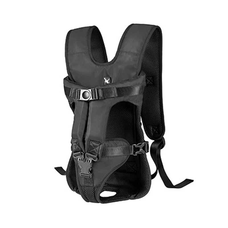 FanzyMarket breathable pet carrier backpack for small dogs and cats, hands-free design, front and back view, suitable for pets under 30 lbs.