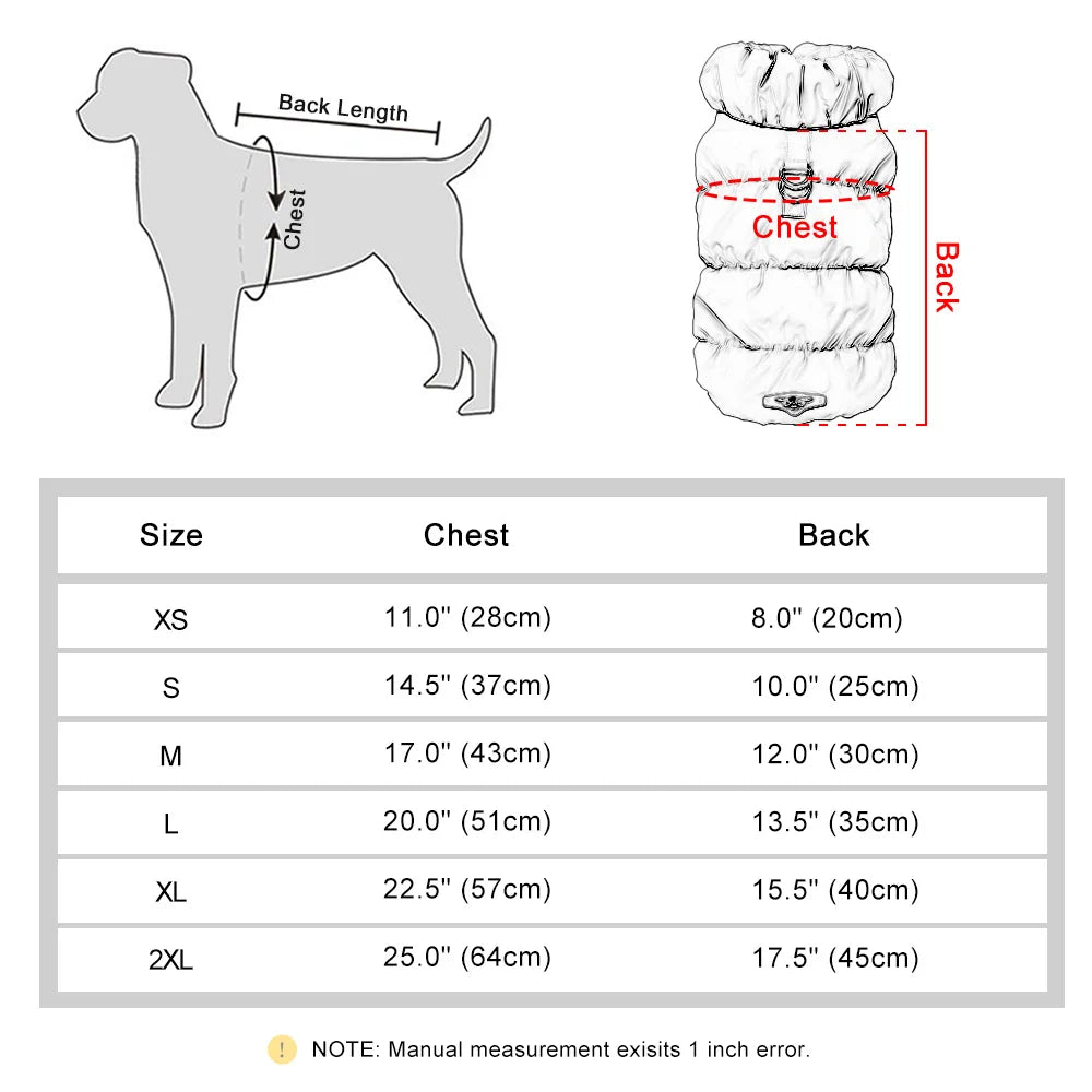 Red padded winter pet coat by FanzyMarket, warm windproof jacket vest for small to medium dogs and cats, size S to XL.