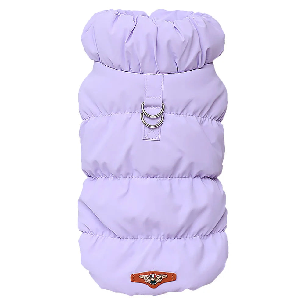 Red padded winter pet coat by FanzyMarket, warm windproof jacket vest for small and medium dogs and cats, available in multiple sizes.